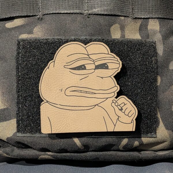 cringe-pepe-fde-tan Cringe Pepe Smoking Patch – Cigarette Frog Meme Morale Patch | Laser Engraved Hook & Loop